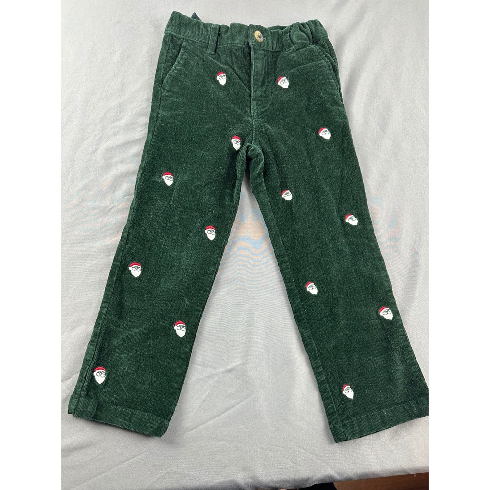 Eland Kids Green‎ Corduroy Santa Embroidered Pants Size 5 Holiday Christmas